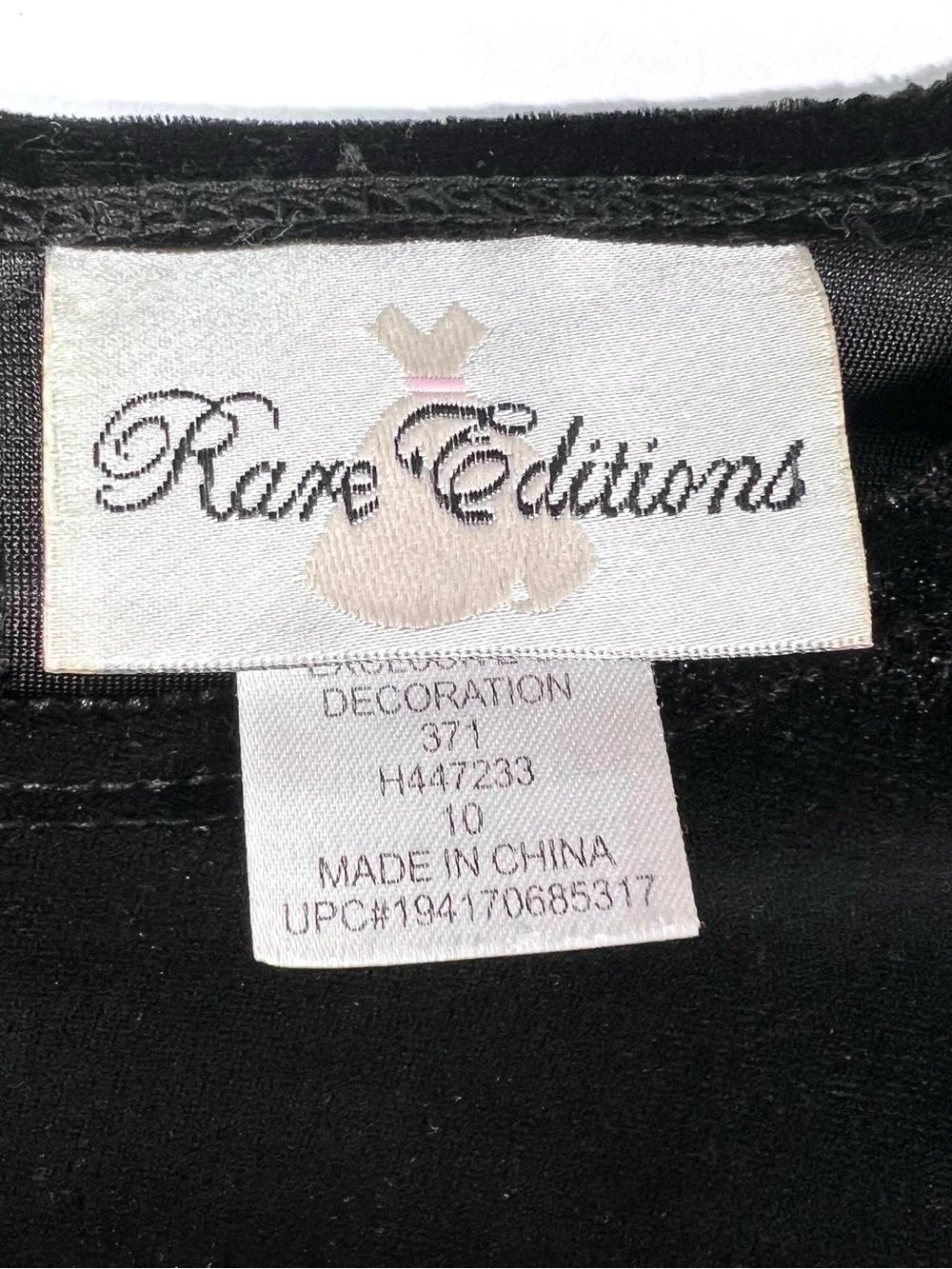 Rare Editions Black Velvet and Cream Tulle Dress Gold Bow and Embroidered Skirt